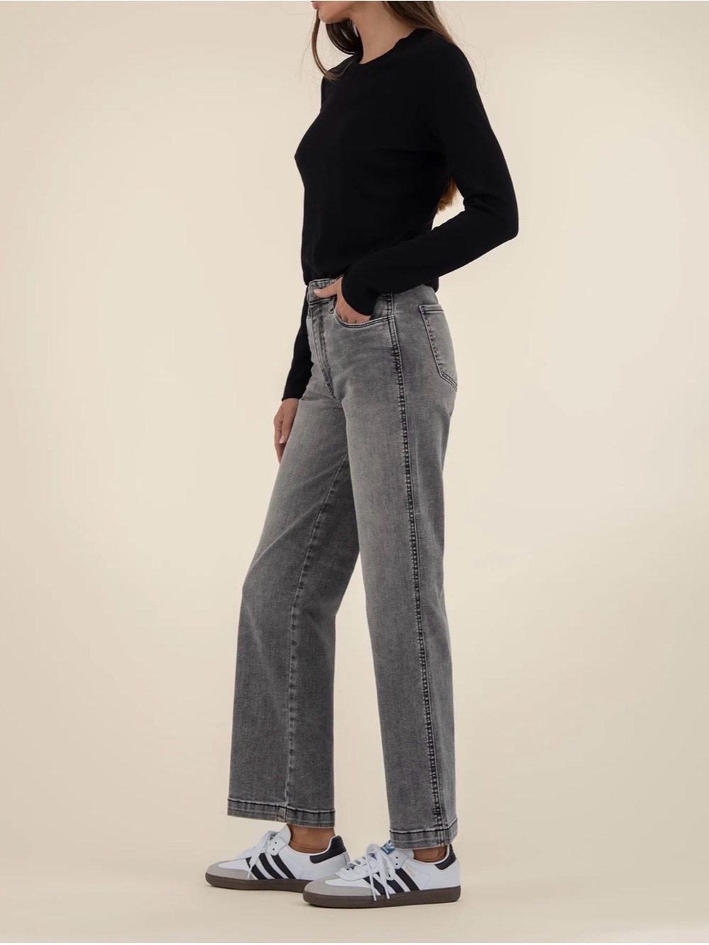 Kut from the Kloth Pattie High Rise Straight Leg in Acquainted Wash 14 Women’s